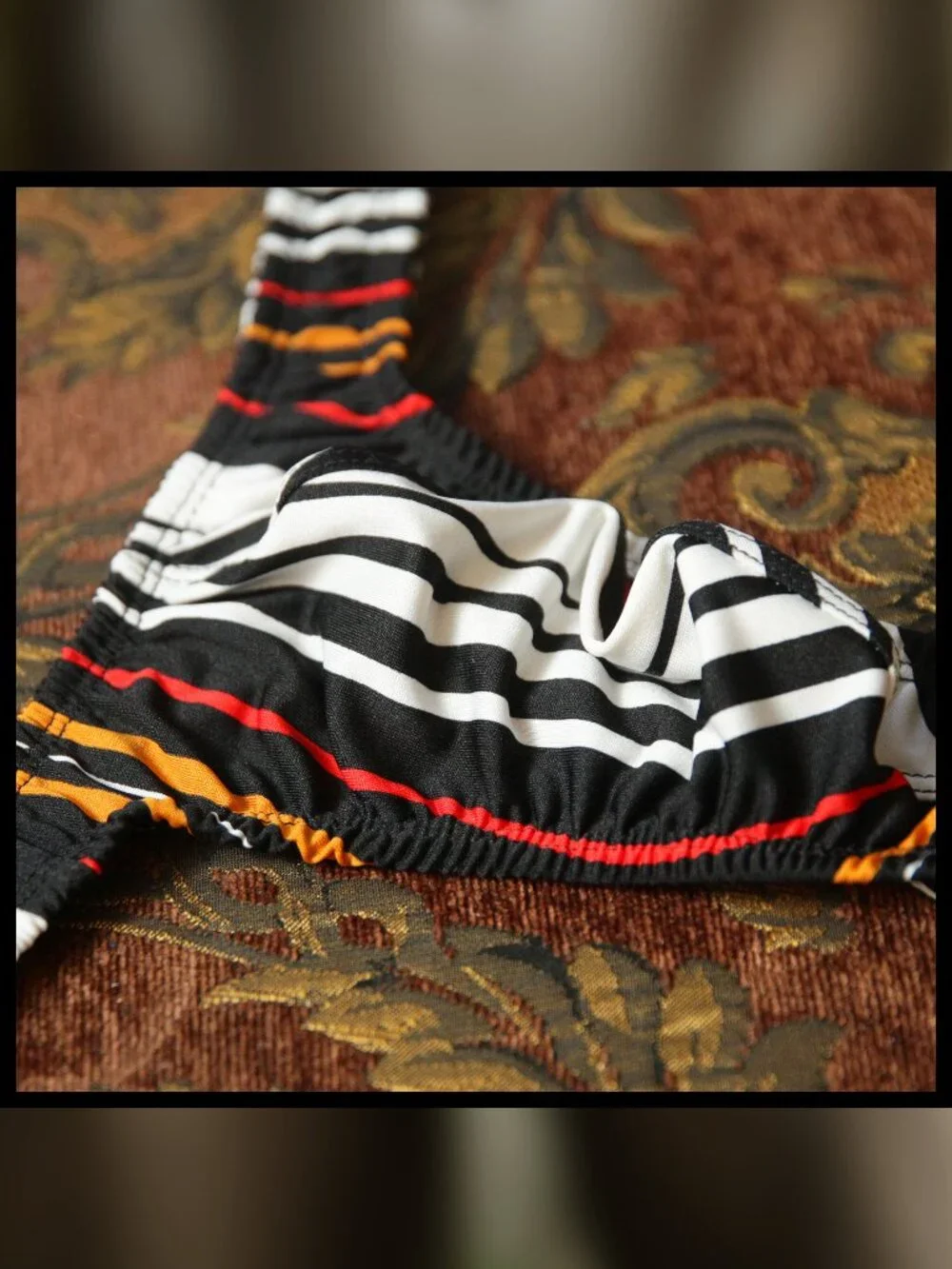 Mens Striped Print 1 1/4 Sides Thong Handmade